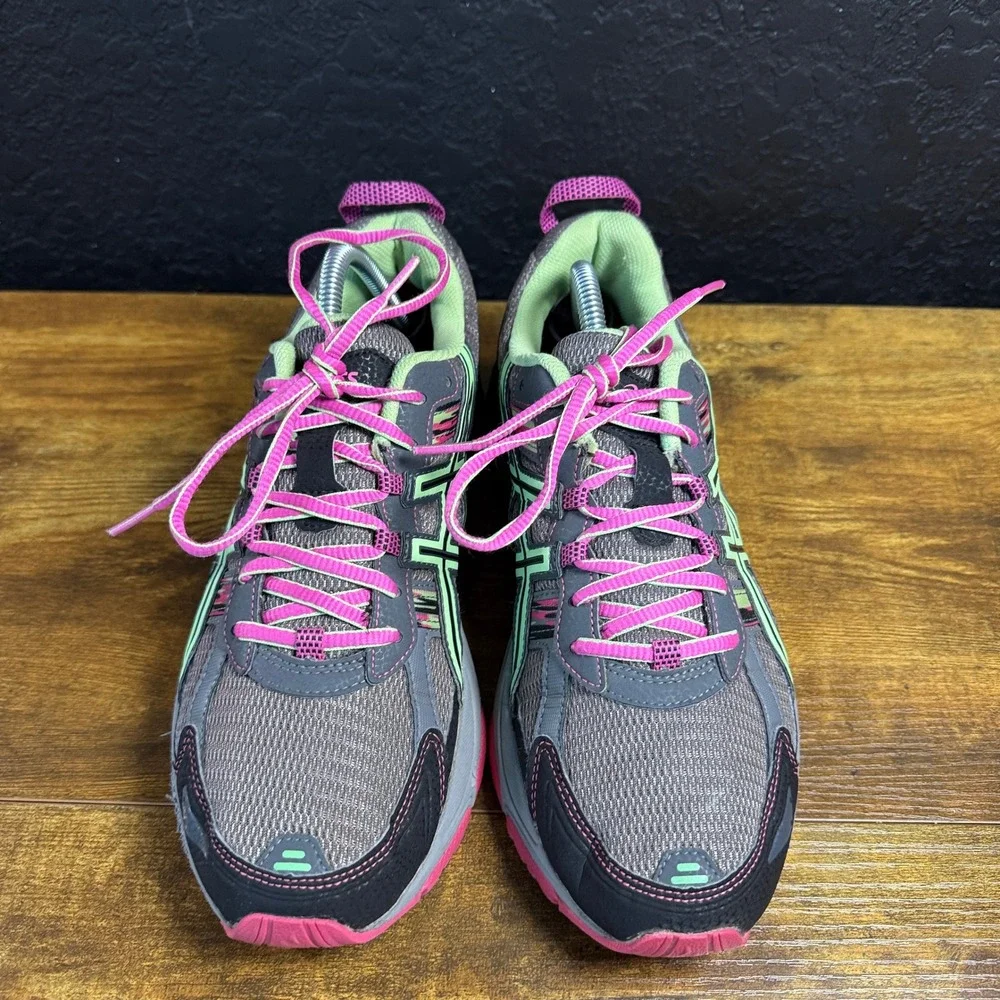 ASICS Gel-Venture 5 T5N8N Grey Pink Green Trail Running Shoes Womens 11